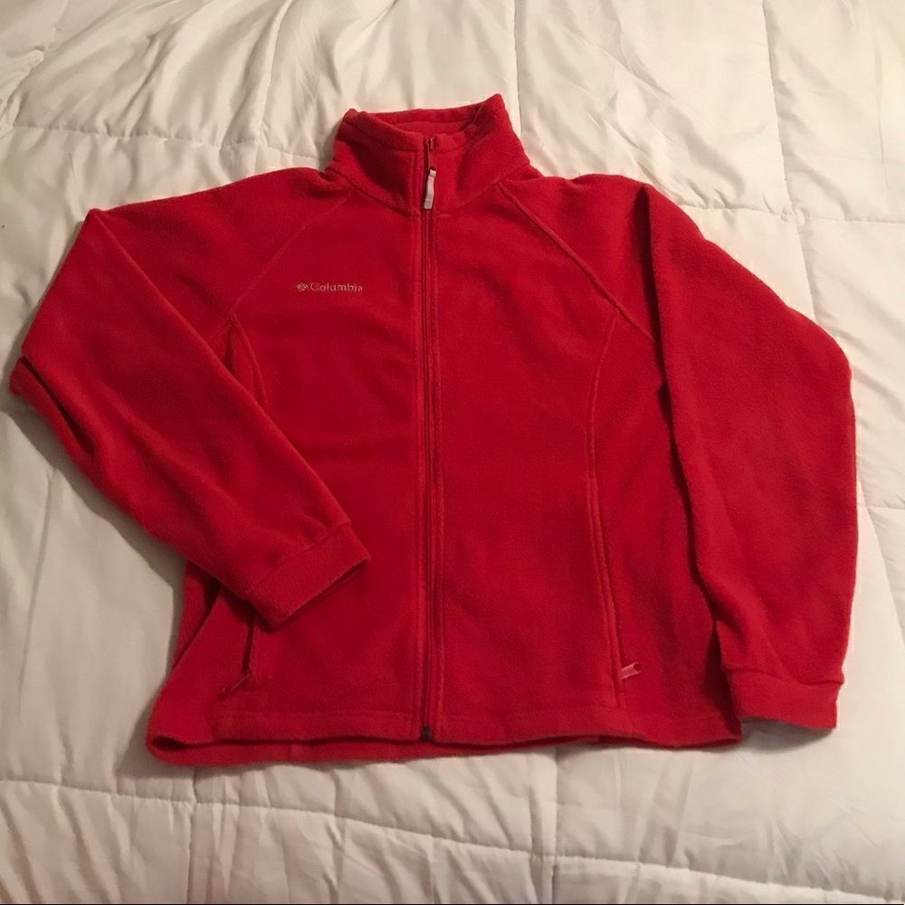 Columbia Youth Red Full Zip Fleece Jacket Sz 18/20 - Picture 2 of 8